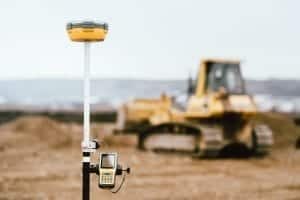 dimensional building survey surveyor equipment GPS system at construction site