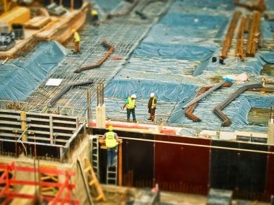 construction site with workers on