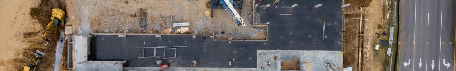 Birdseye view of construction site
