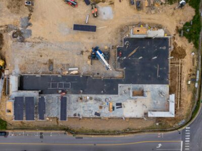 Birdseye view of construction site
